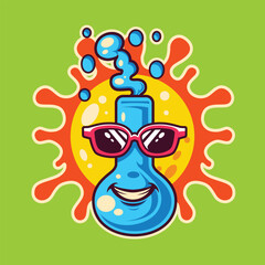 Cute cartoon drinking water and drinking place character vector image icon