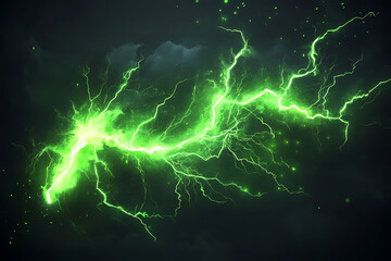 Obraz premium A striking image of green lightning against a dark background, evoking energy and power.