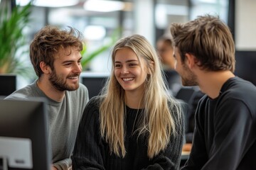 Entrepreneurs in office discussing new strategy, Generative AI