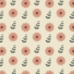 Seamless floral pattern featuring graceful flowers and leaves.