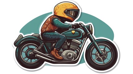 Obraz premium Cartoon Girl Riding Motorcycle