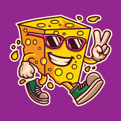 Cute cartoon cheese character vector image icon