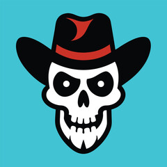 Skull in cowboy hat vector illustration