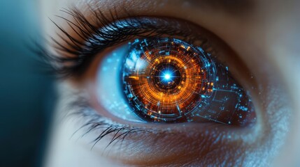 Close-Up of Eye with Holographic Overlay