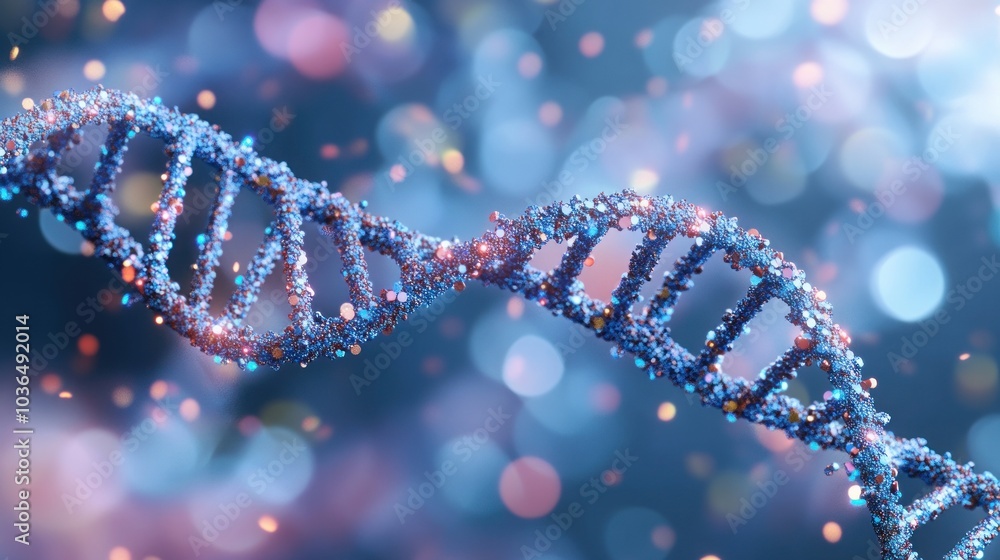 Poster a 3d rendering of a dna double helix, a model of the genetic material that carries the instructions 