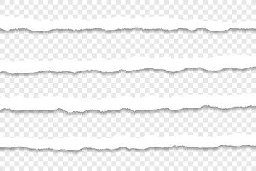 Torn Paper Edges With Shadows On Transparent Background	