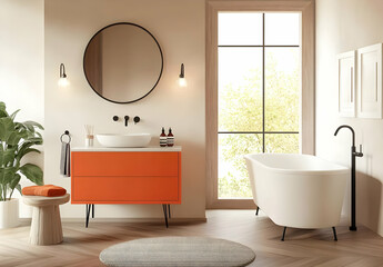 Modern Minimalist Bathroom with Wooden Floors