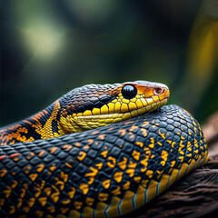 Obraz premium Close-Up of Vibrant Yellow Snake Scales