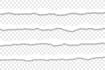 Ripped paper strips with rough torn edges