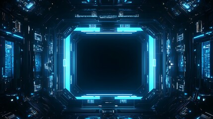 Abstract Blue Neon Circle