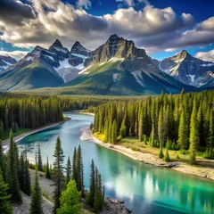 Papier peint photo  lake in the mountains with forest  © Muhammad