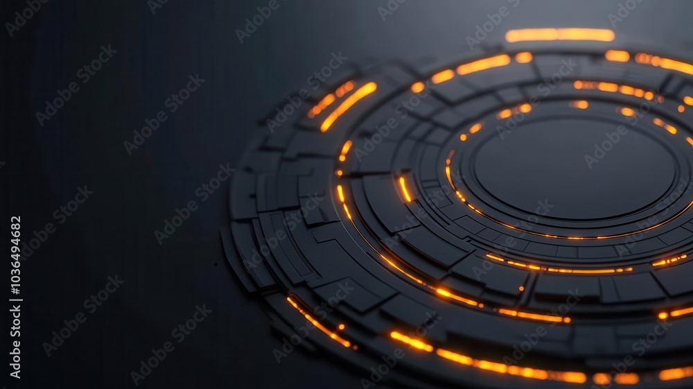 Poster circular risk management model with glowing paths for risk assessment, control implementation, and c
