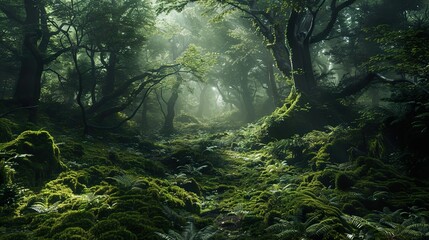 Enchanted Forest: Sunlight Through the Trees