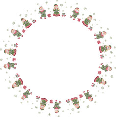 Cute christmas wreath. Vector illustration.