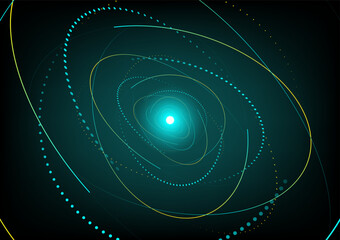 Abstract background with green and yellow dash circles elements