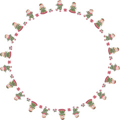 Cute christmas wreath. Vector illustration.