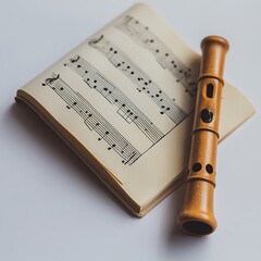 Musical Instrument and Sheet Music - Flute and Notes.