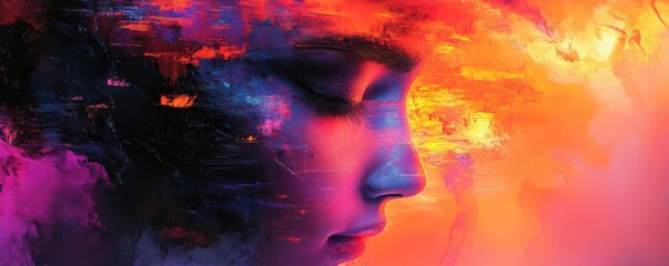 Abstract digital art with glitch effects and vibrant hues, Artistic, Futuristic
