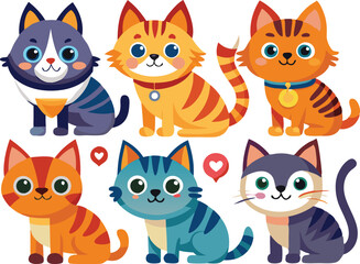 Cute Cartoon Cats Collection Adorable Pet Designs