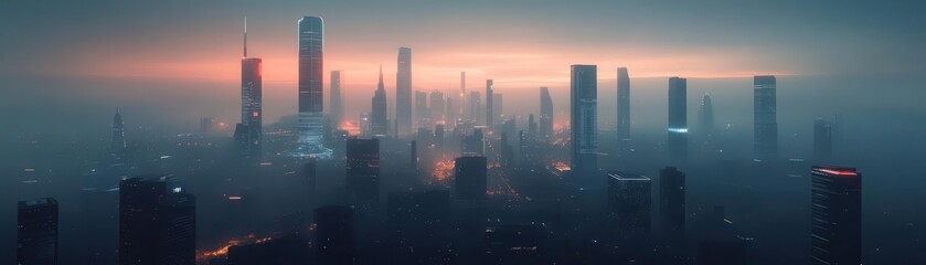 Obraz premium Futuristic cityscape with advanced architecture and green spaces, Sci-fi, Innovation