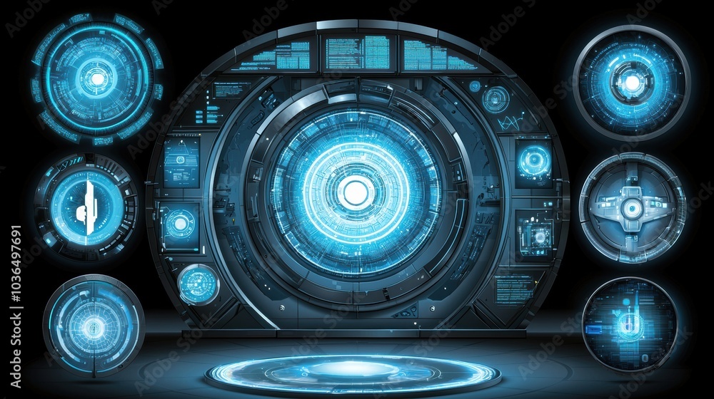 Poster cutting edge futuristic digital interface with advanced data analytics and visualization