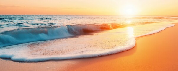 Serene beach at sunrise with gentle waves, Nature, Calm