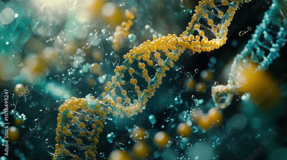 Aufkleber a 3d rendering of a dna molecule, showing the double helix structure and the bonds between the nucle