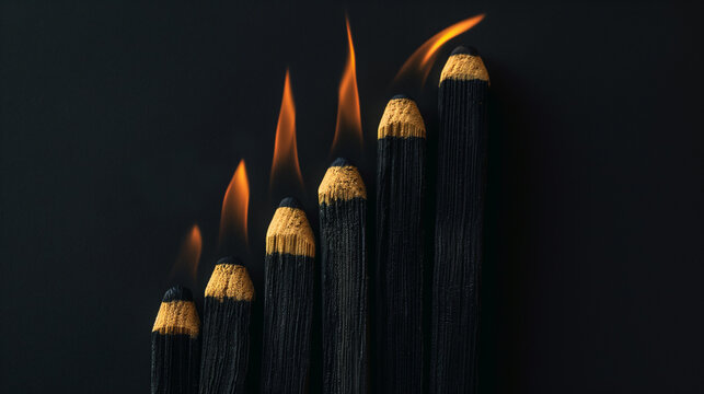 Burnt matchstick shaped graphic chart bar - Powered by Adobe