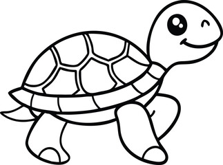 Cute Cartoon Turtle Shell Outline Illustration