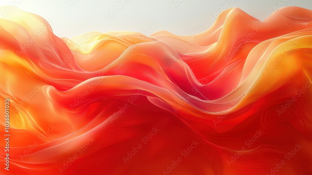 Poster abstract wave patterns in vibrant shades of orange and red creating a fluid, dynamic atmosphere, cap