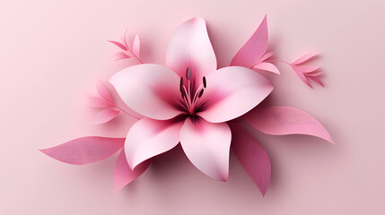 Fototapeta premium Lilly flower logo 3d vector papercut