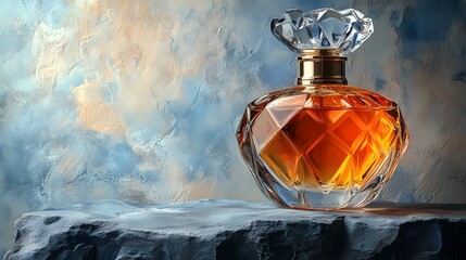 Luxury mockup of blank perfume bottles on a textured stone background