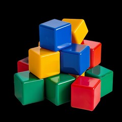 Obraz premium toy, multi-colored plastic cubes, 3D, photo, on a transparent background, gift for children, toy, build.