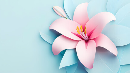 Fototapeta premium Lilly flower logo 3d vector papercut