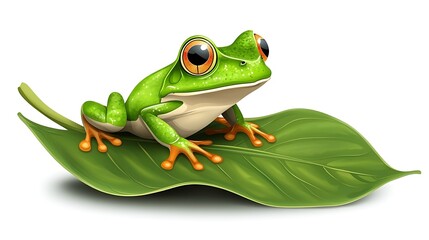 Obraz premium Cute Frog on Leaf