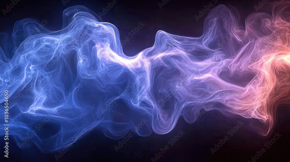 Poster colorful swirling smoke pattern creating an abstract design against a dark background