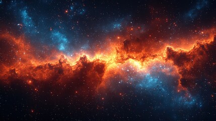 Cosmic nebula illuminated by vibrant colors in a stunning celestial display deep in space