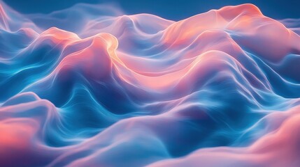 A serene landscape of softly flowing waves in soothing pastel colors during twilight hours