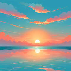 Peaceful sea, with still, mirror-like, turquoise water 