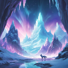 Landscape with mountains and snow 