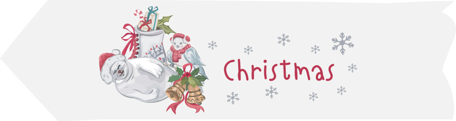 Christmas washi tape on white background. Vector illustration.