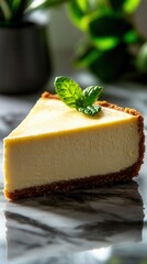 The delicious cheesecake slice with a perfectly crispy crust