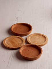 wood table mock up plate empty product business photo display circle kitchen podium object brown old