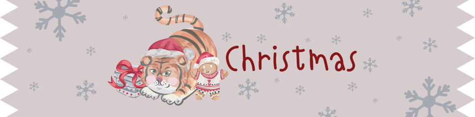 Christmas washi tape on white background. Vector illustration.