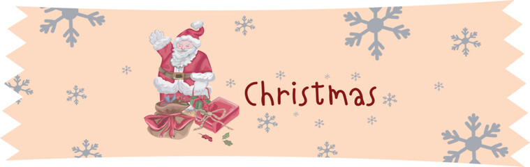 Christmas washi tape on white background. Vector illustration.