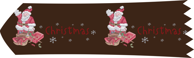 Christmas washi tape on white background. Vector illustration.