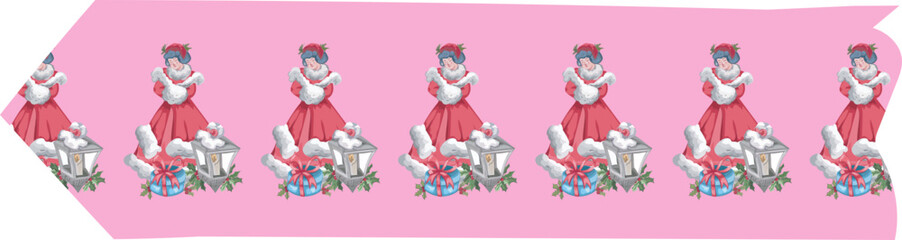 Christmas washi tape on white background. Vector illustration.