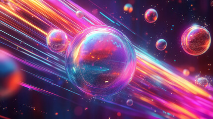 Futuristic abstract 3D structure with luminous rainbow colors