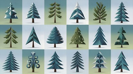 christmas trees seamless pattern