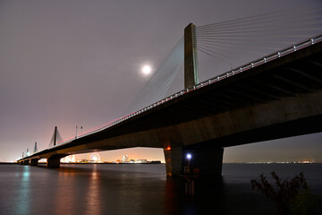 スーパームーンに照らされた橋